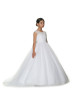 Rhinestone Beaded White Tulle Romantic Flower Girl Dress